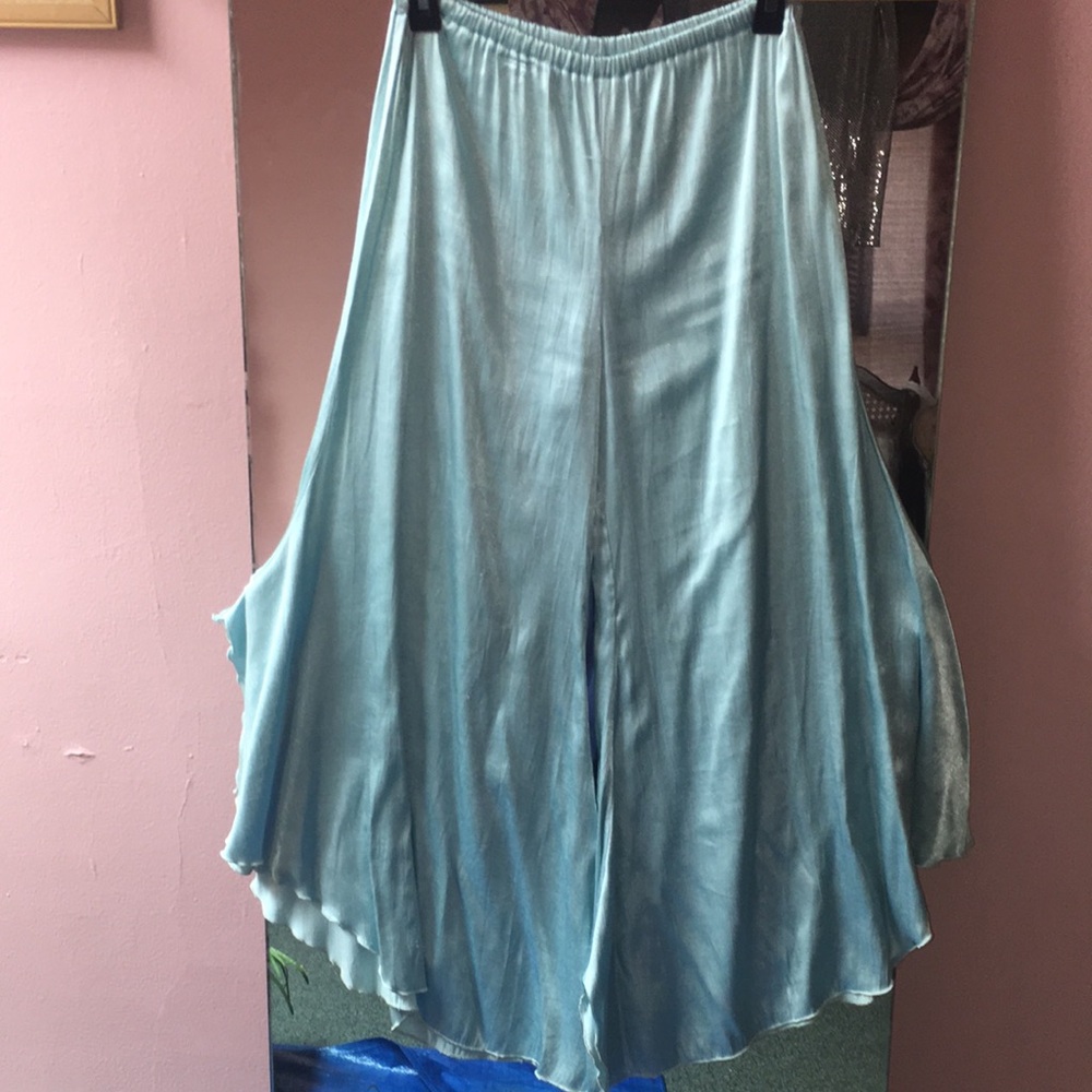 Powder Blue Asymmetrical Wide-Leg Palazzo Pants